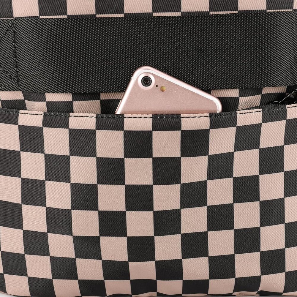Cute Checkered Nylon Backpack With Organized Stor… - image 7